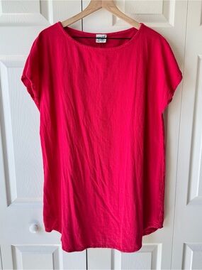 Oh My Gauze Red Cotton Tunic Top Size 2 Lagenlook Beachy Minimalist